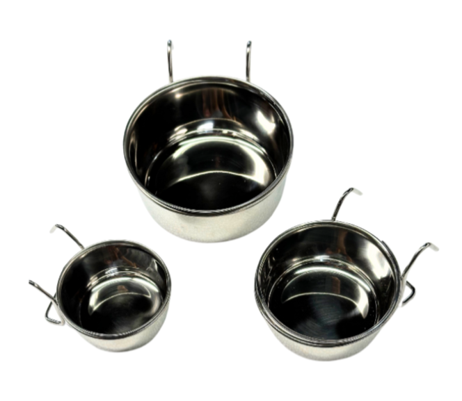 BIS Coop Cups 10oz, clamp on, Stainless Steel, Feed/Water CCSS10