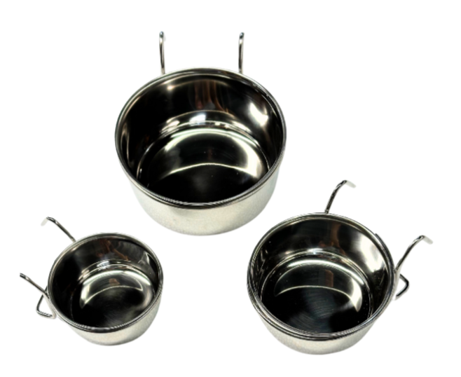 BIS Coop Cups 20oz, clamp on, Stainless Steel, Feed/Water CCSS20