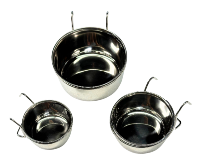 BIS Coop Cups 5oz, clamp on, Stainless Steel, Feed/Water, CCSS5