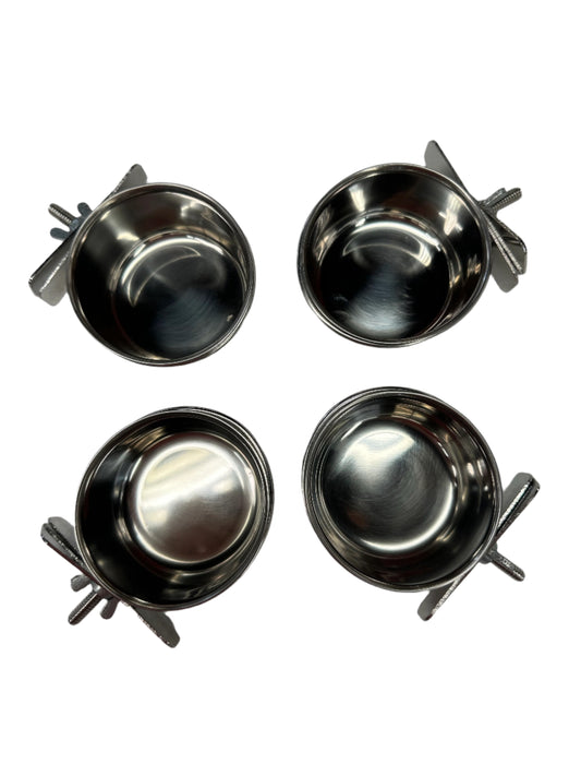 Coop Cups 10oz, clamp on, Stainless Steel, Feed/Water
